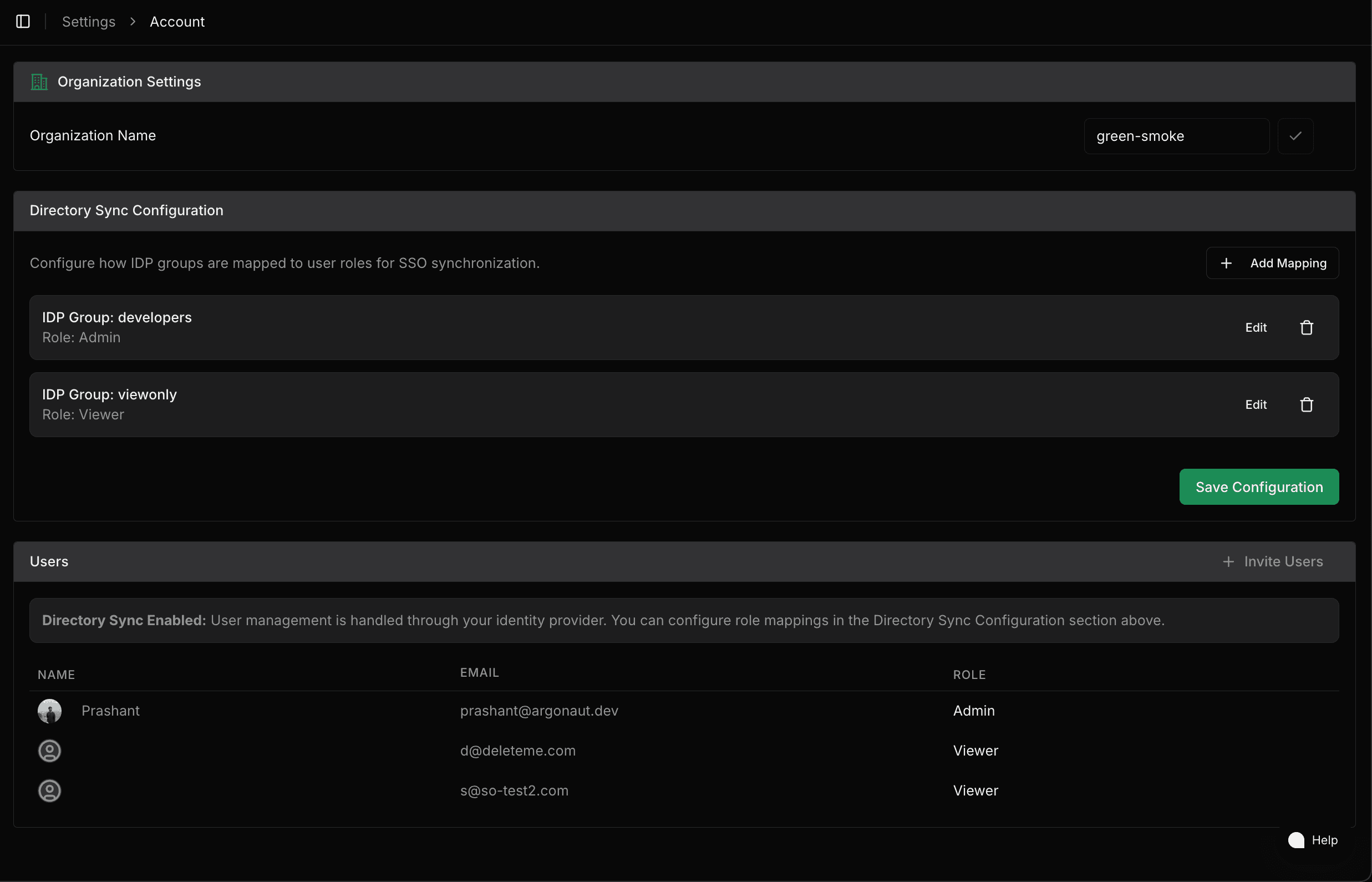 Directory Sync Configuration
