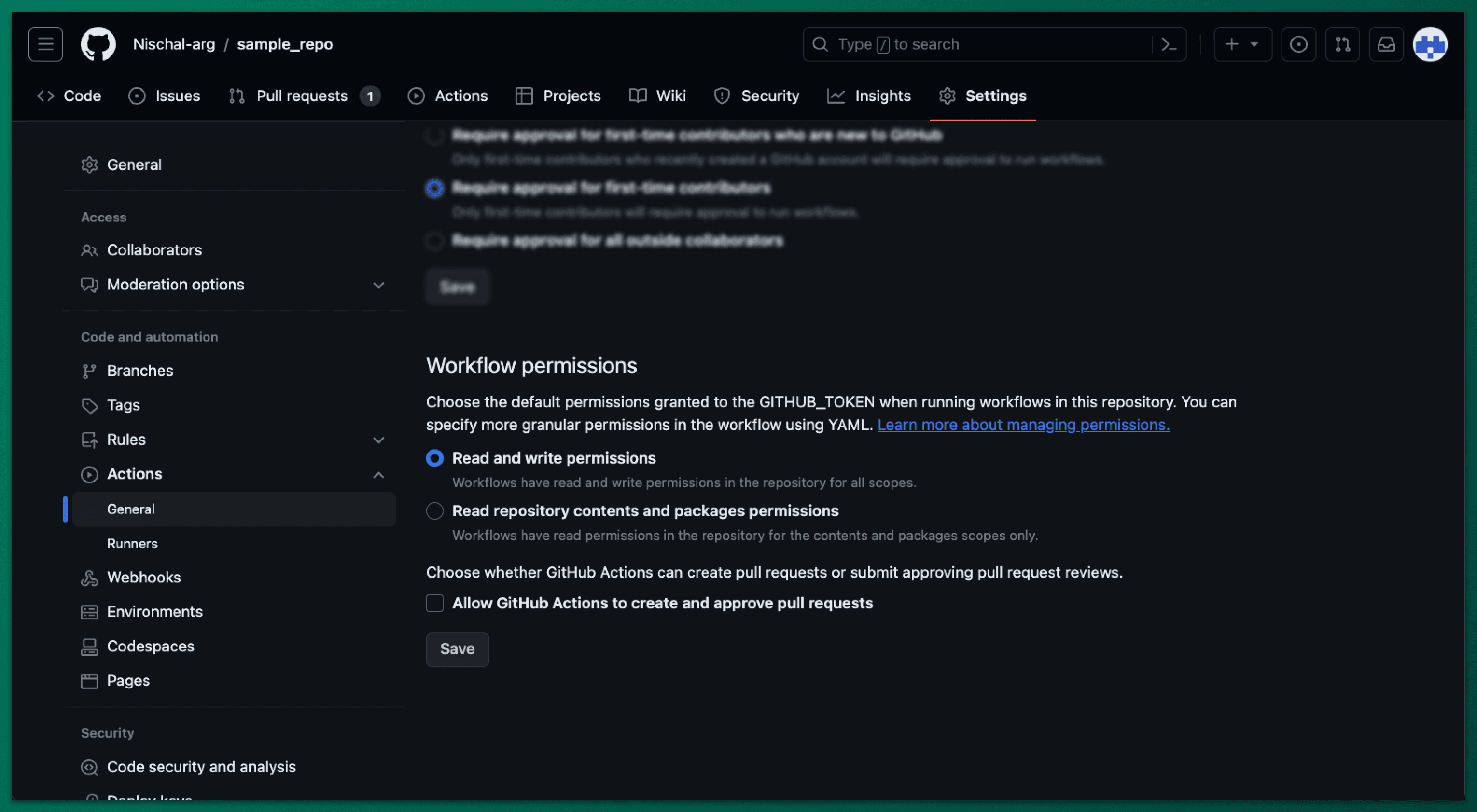 GitHub workflow permissions