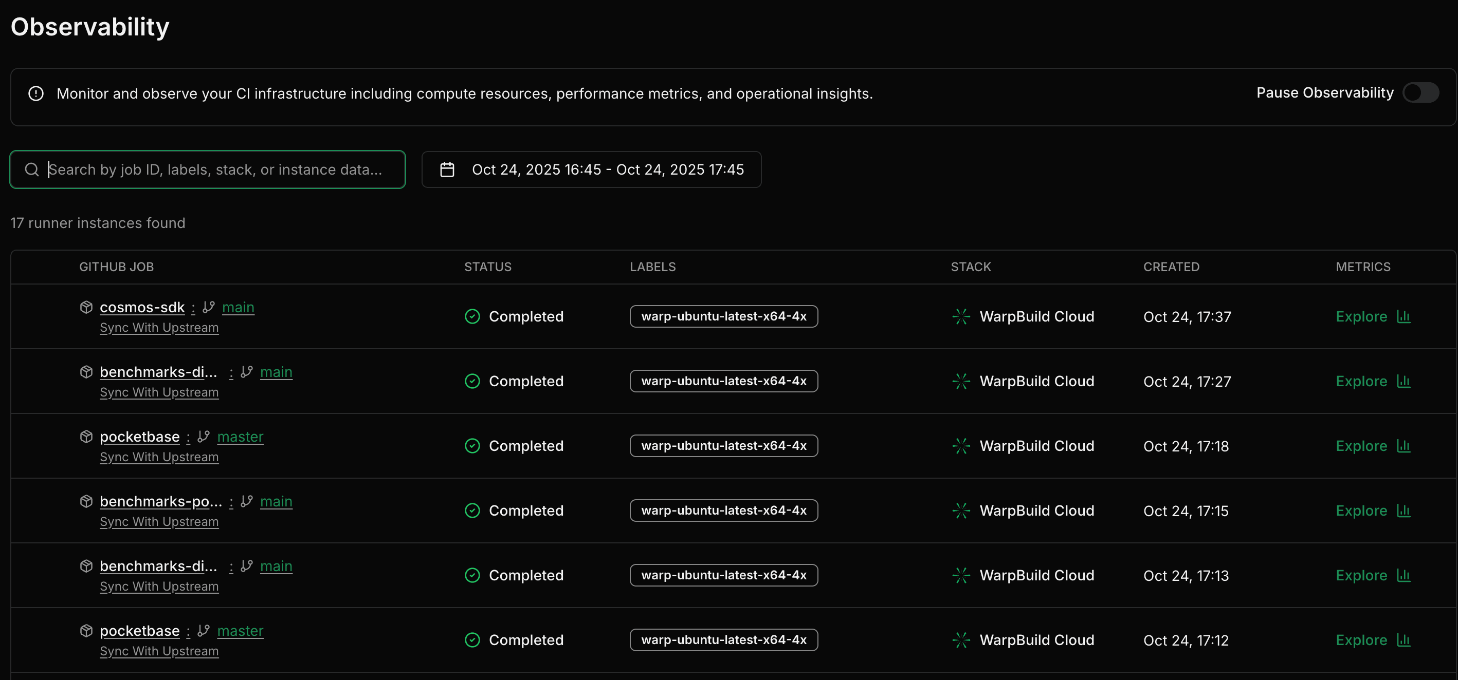 Observability Page