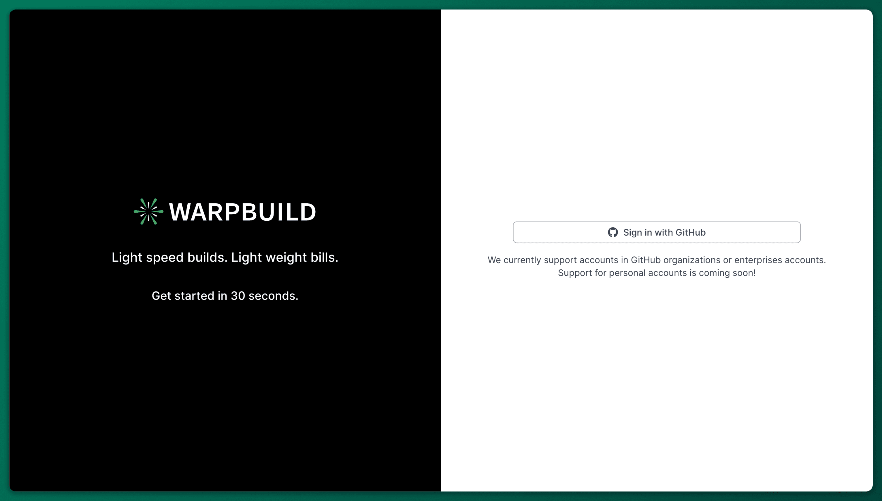 WarpBuild Account Creation