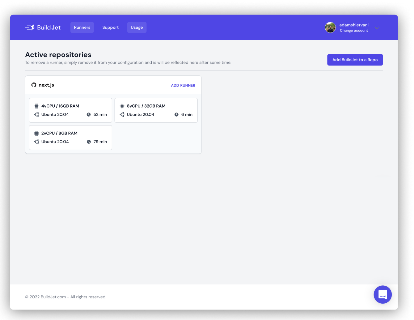 BuildJet Dashboard